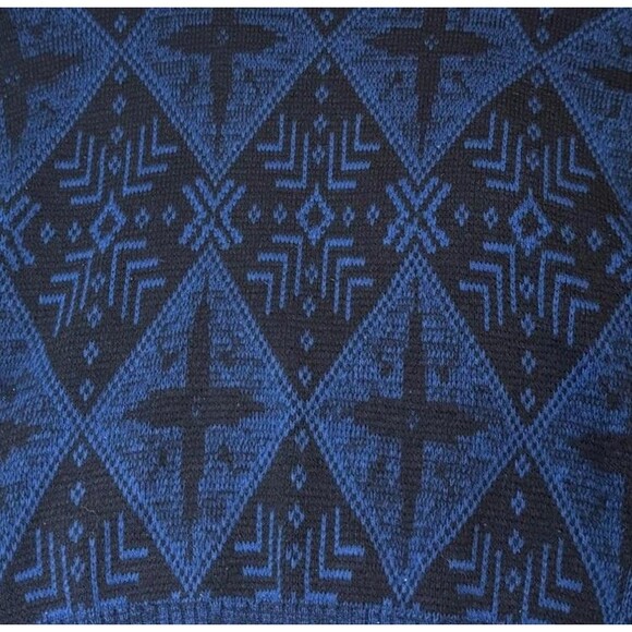 VTG Melange Knit Sweater Mens XL Blue Black Grandpa Cozy Acrylic - Picture 3 of 4